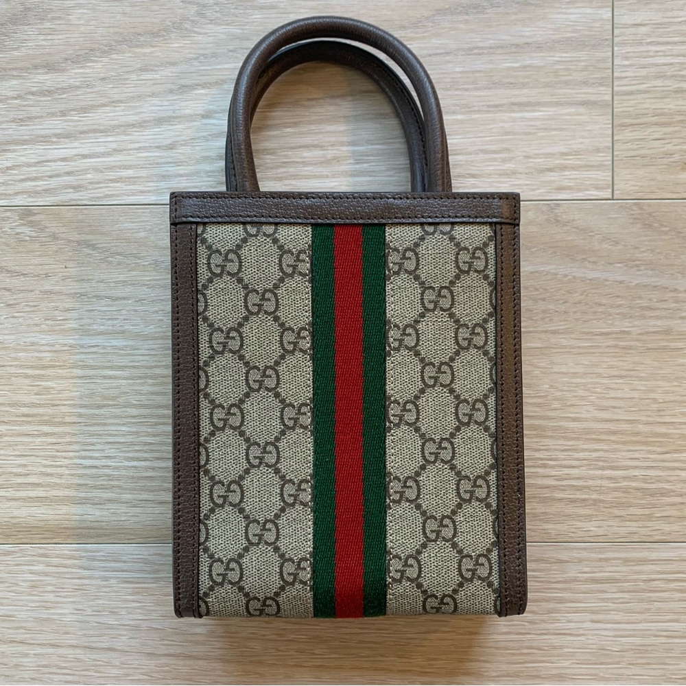 Gucci Ophidia Super Mini GG Supreme Monogram Beige and Brown Convertible Bag - Picture 5 of 12